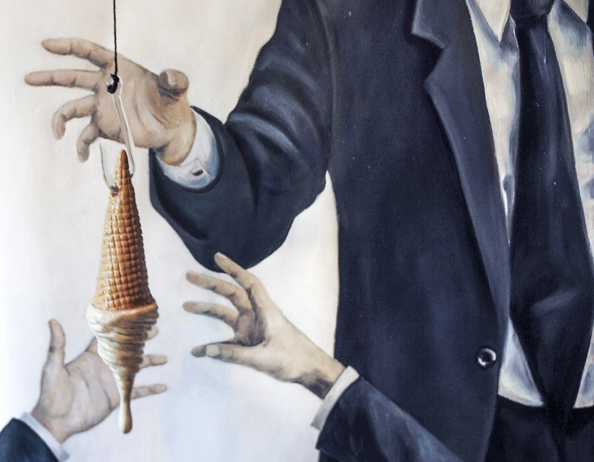 The Taste of Power (Catch me if you can) | Oil on canvas and glazed ceramic | 23 x 28" - 58 x 71 cm