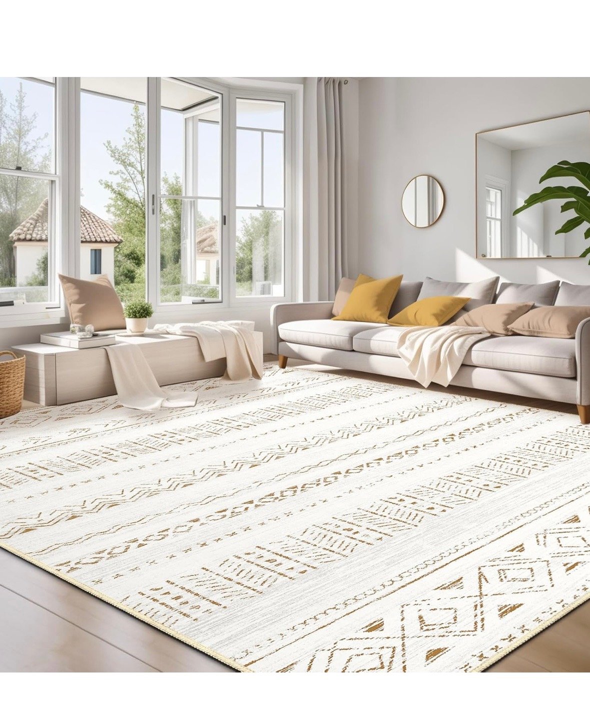 Large Living Room Area Rug 8x10: Soft Machine Washable Boho Moroccan Farmhouse Rugs
$99.99