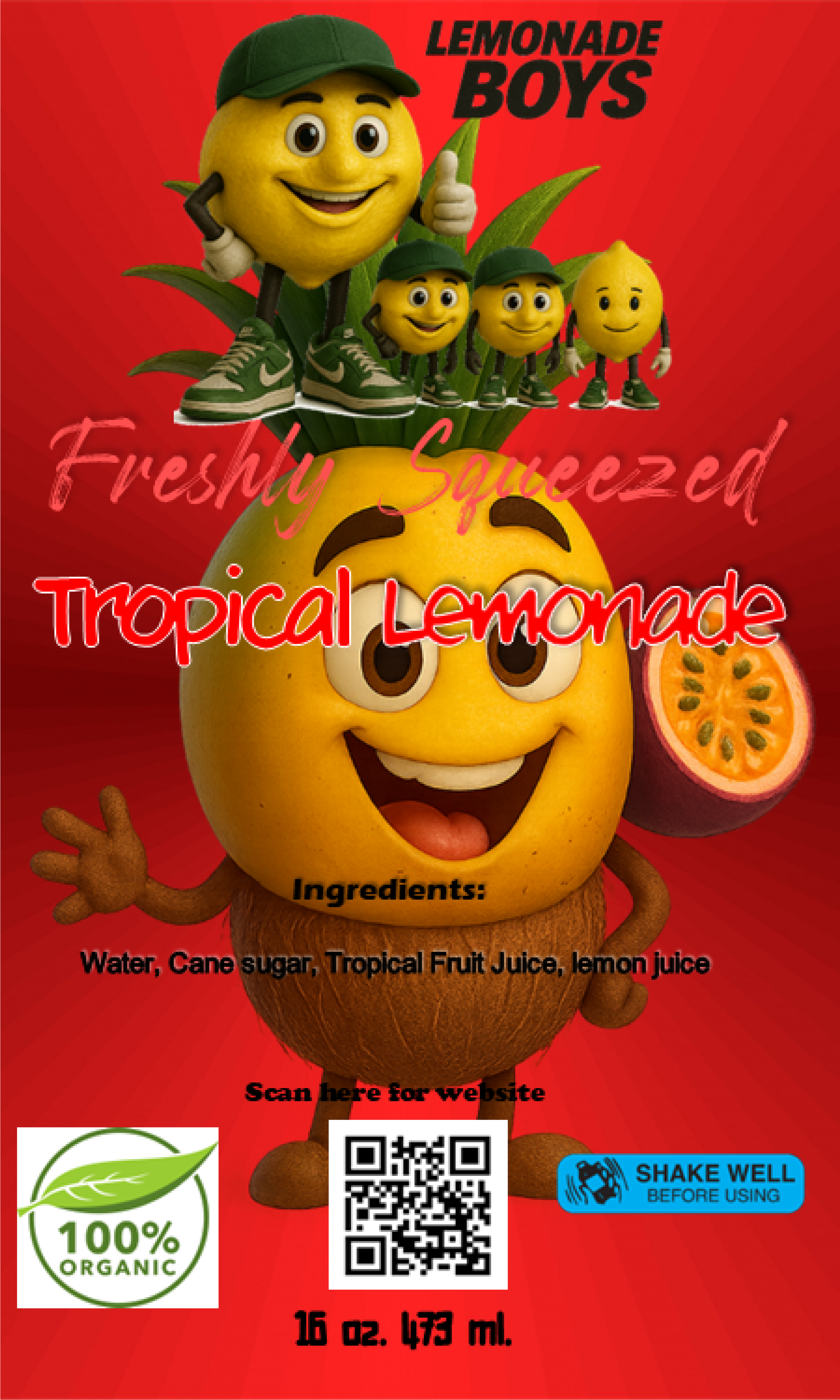 Lemonade Boys Tropical Lemonade 16 oz.