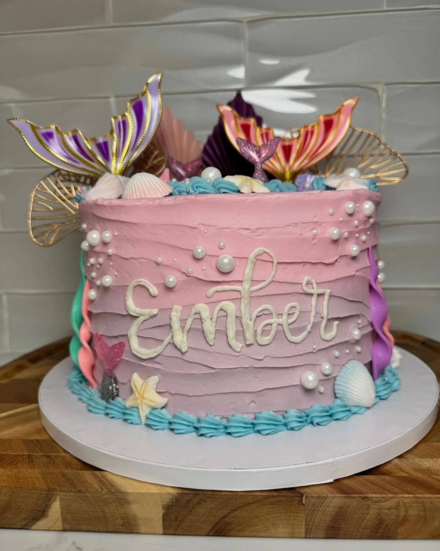 Mermaid / Under the Sea Cake for the cutest little three year old around! // Vanilla Bean Cake filled with Coconut Curd, and topped with Coconut Buttercream. 
.
.
#fortworthbaker #fortworthbakery #fortworthbaking #fortworthbakeries #fortworthbakedgoo