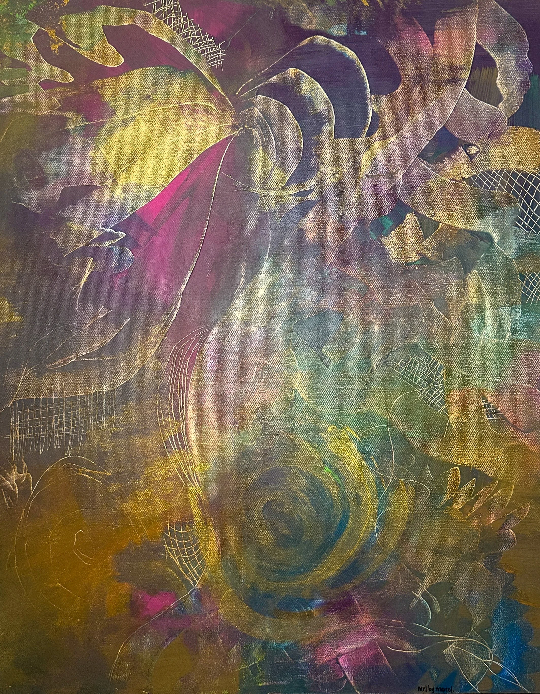 "a deep breath" (2023) 22x28in acrylic on canvas - SOLD