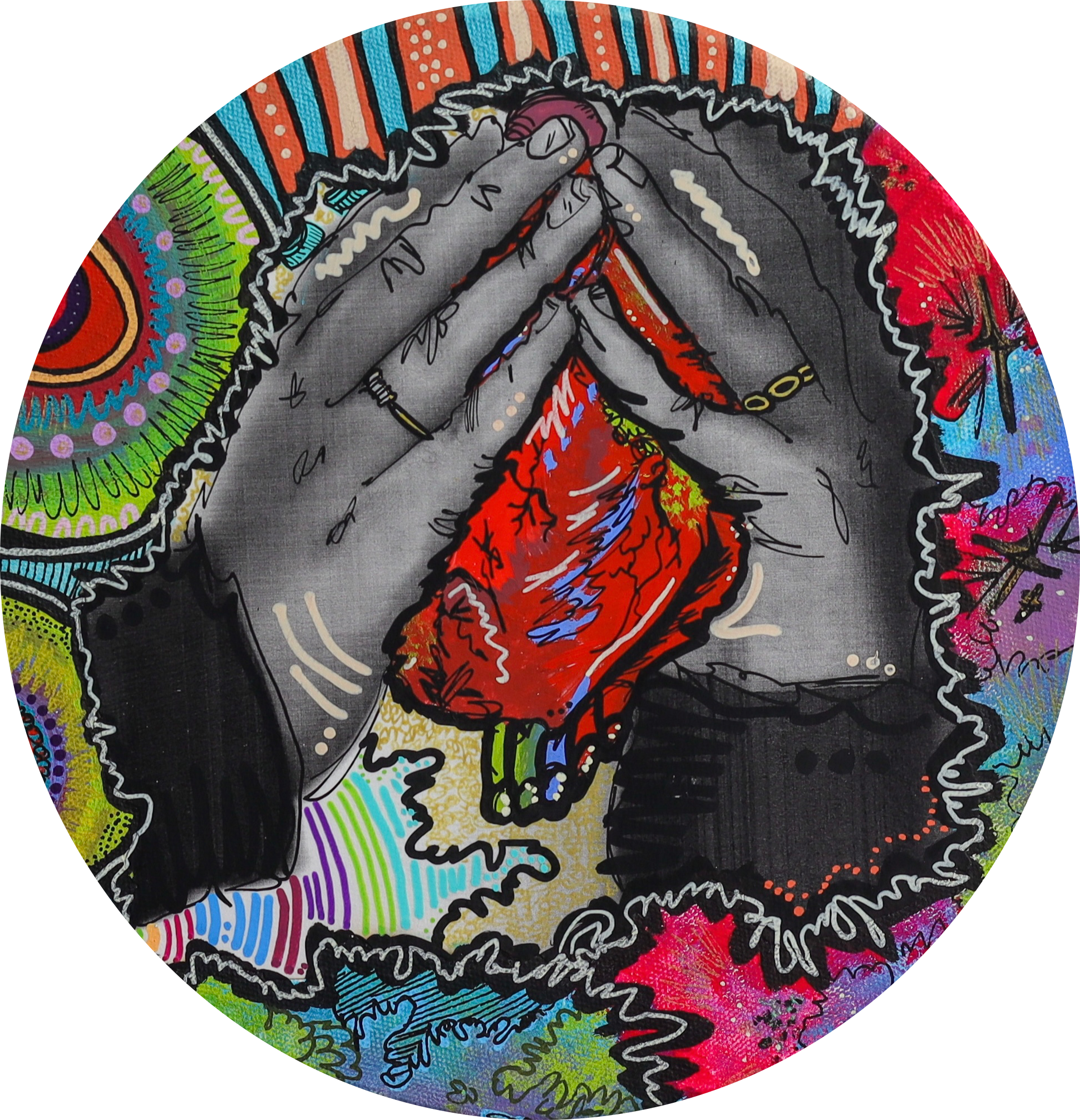 "in your hands" (2023) 10in acrylic on canvas