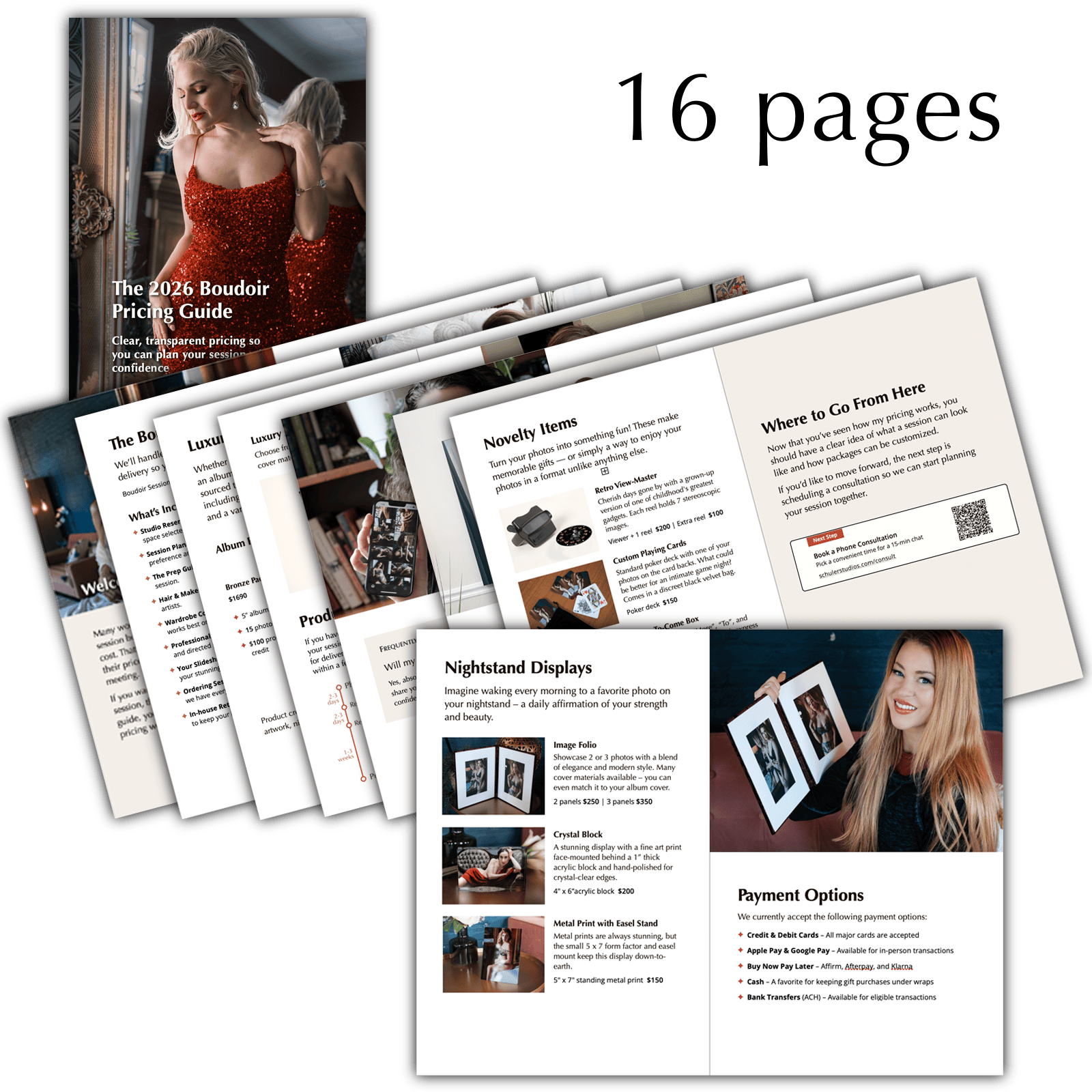 Cover and page spreads from the Boudoir Pricing Guide