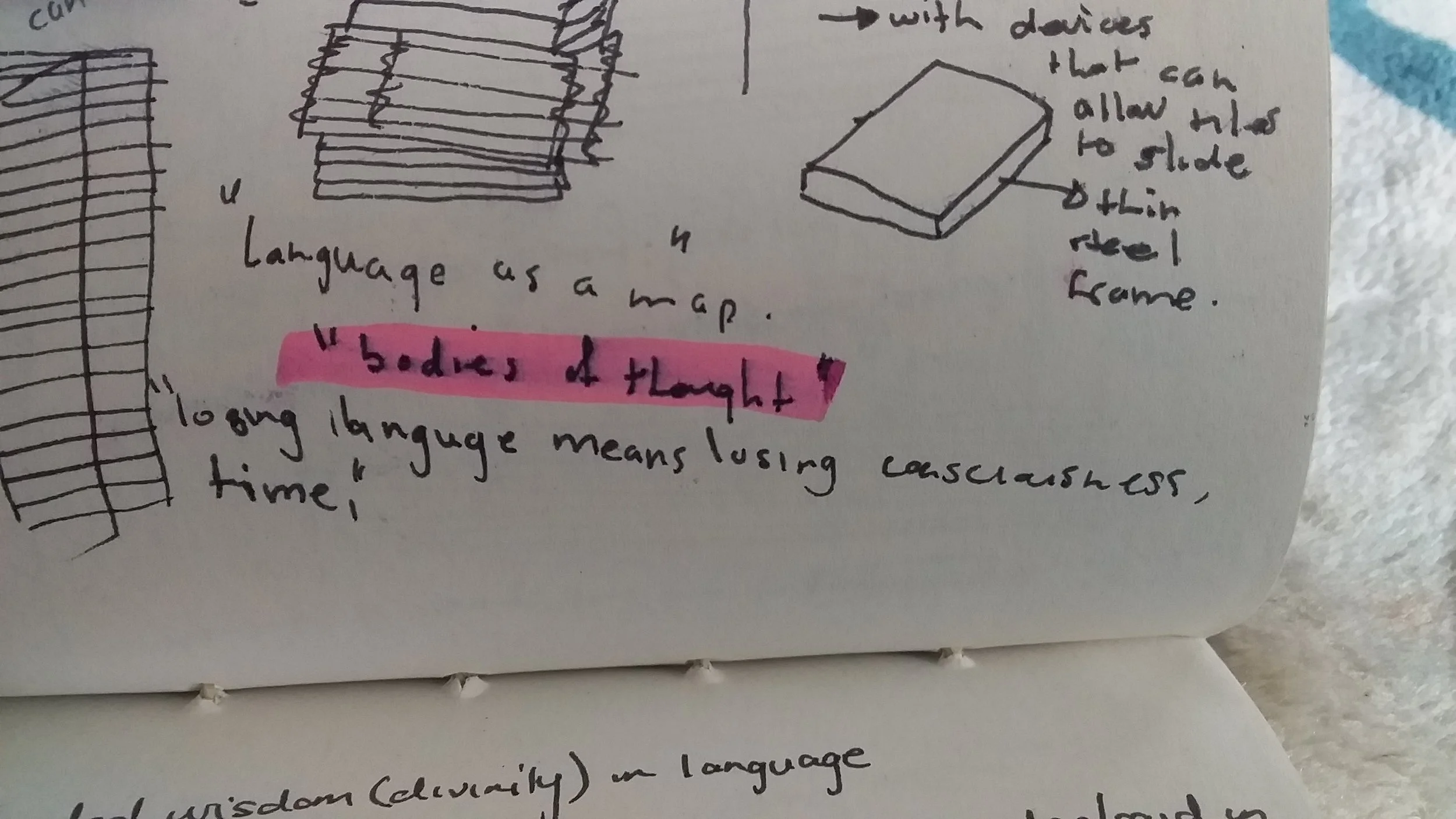 highlighted note from sketchbook