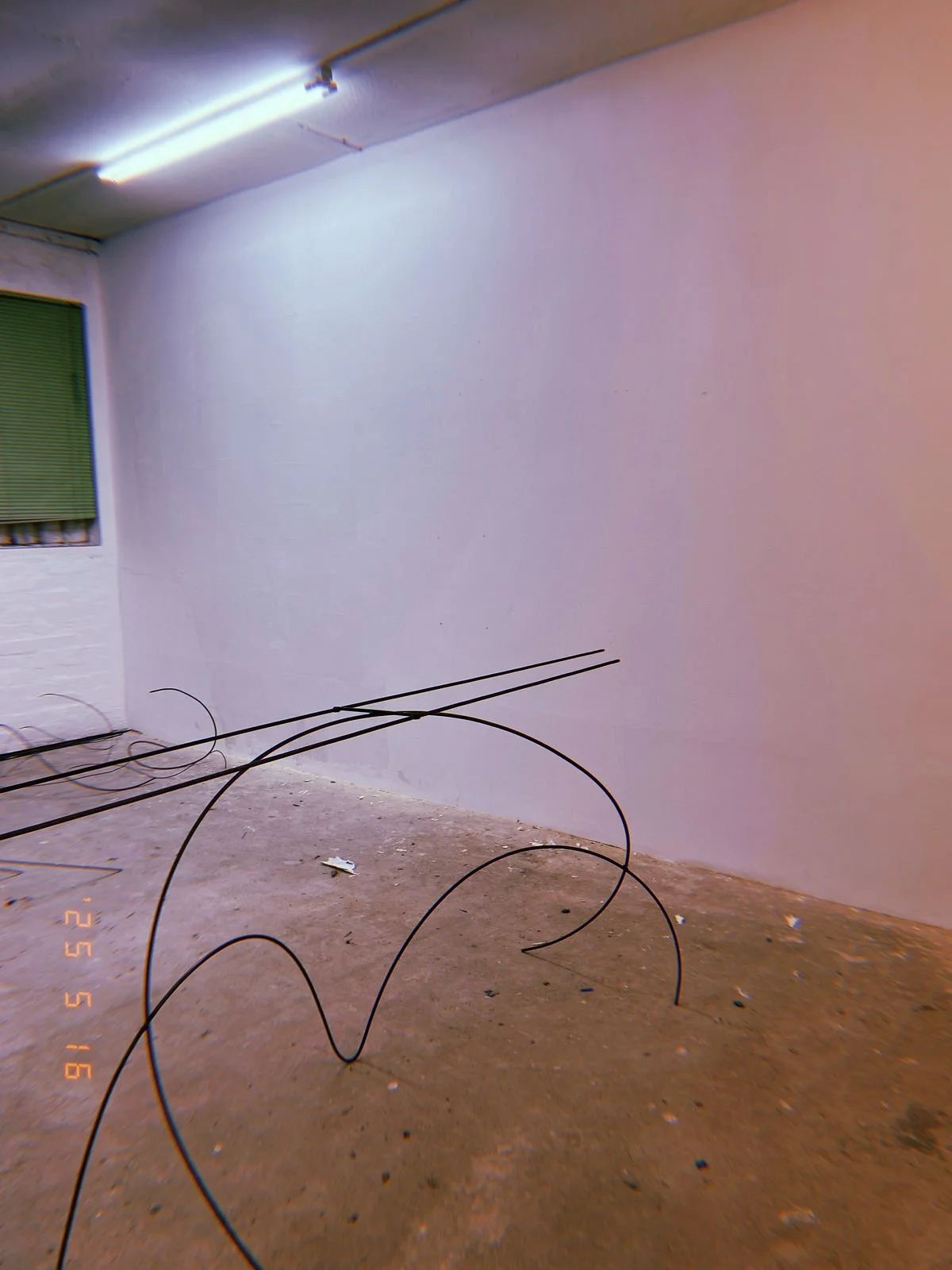 details of round bar trestles in studio