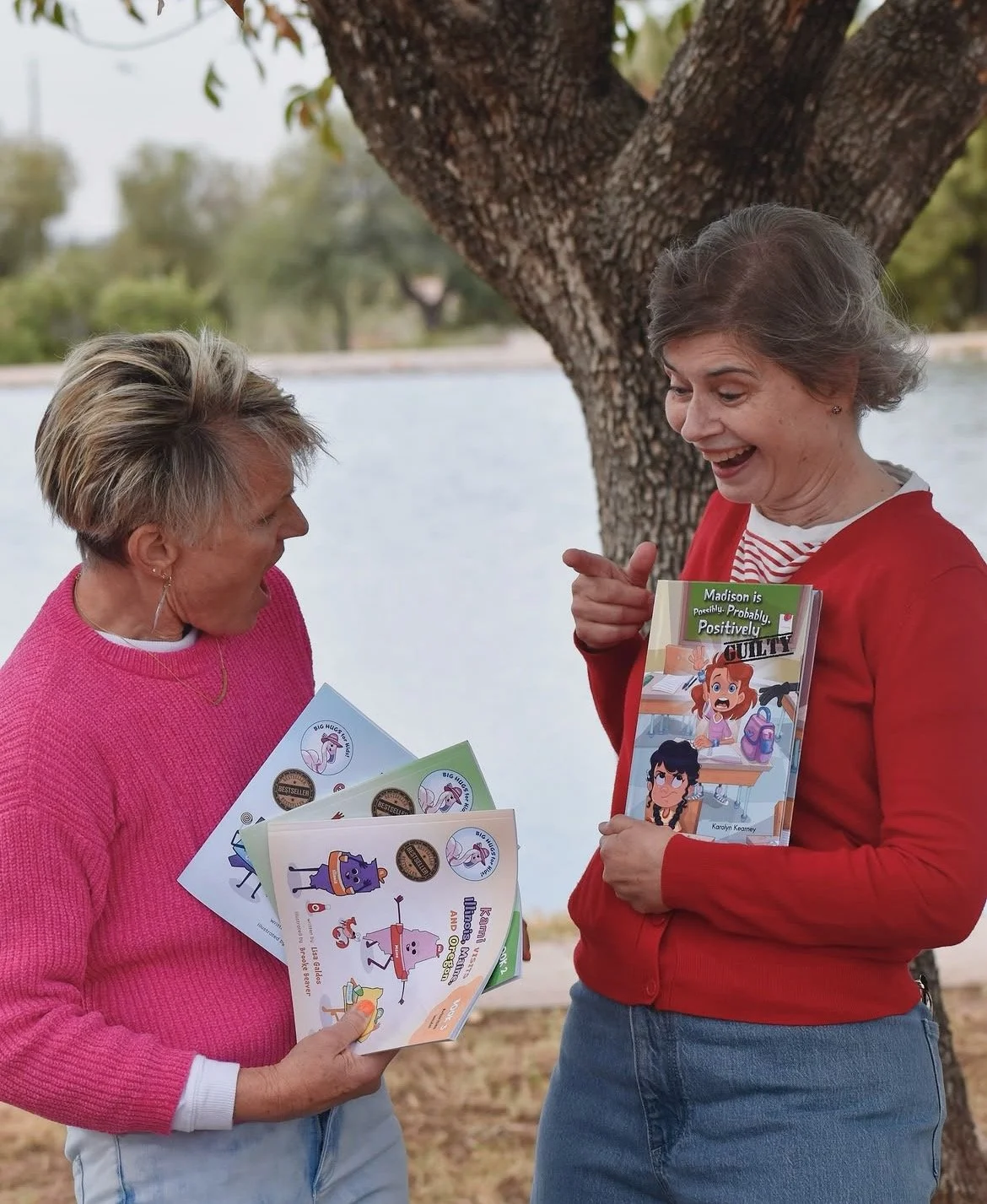 Lifestyle brand photography of women interacting with children’s books for social media marketing content