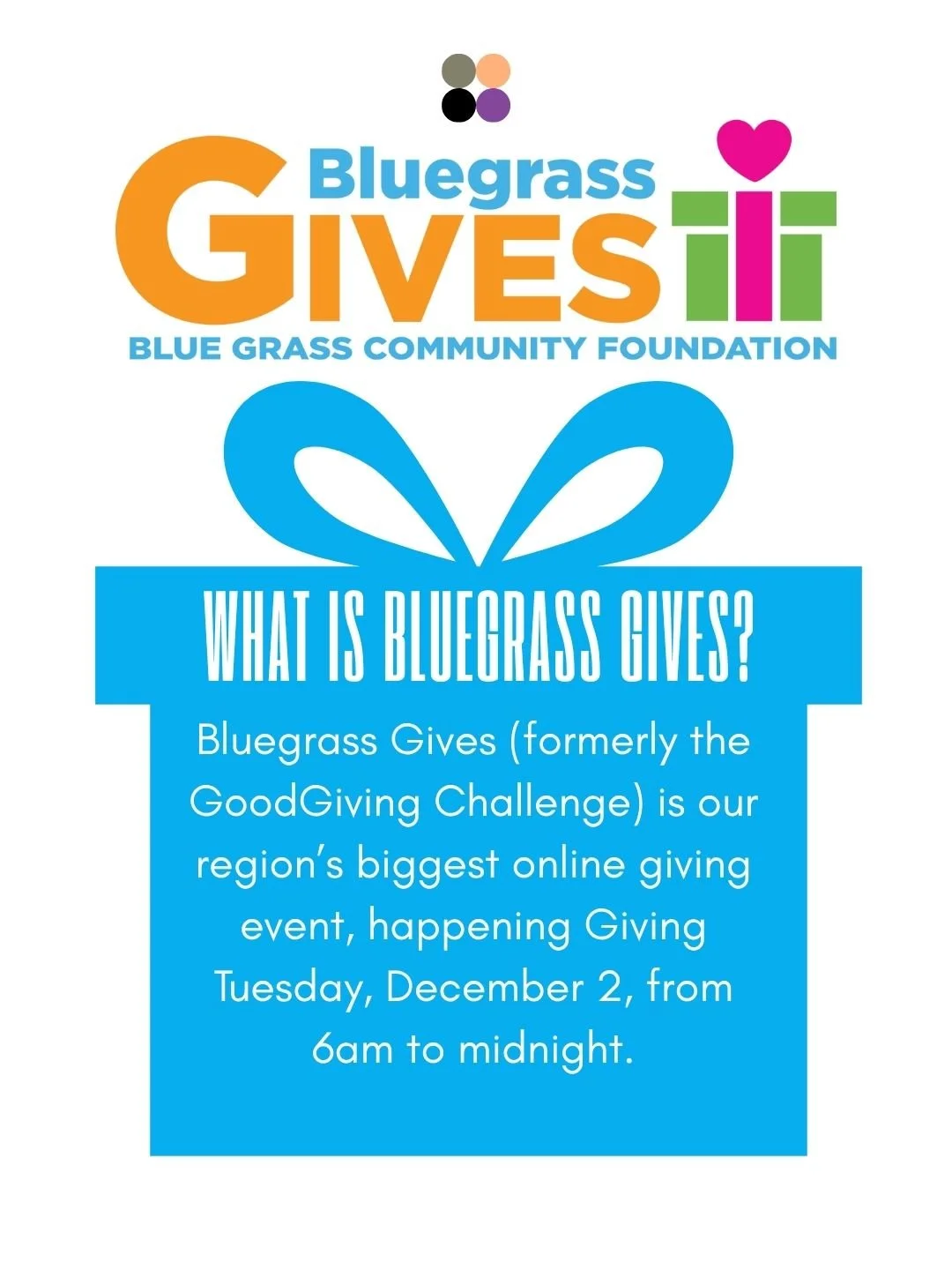 We&rsquo;re so excited to be a part of Bluegrass Gives! You can support our campaign by visiting bggives.org and donating on December 2. #BluegrassGives