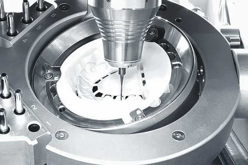 5 axis CNC precision milling strategies for zirconia full arch prosthetics.