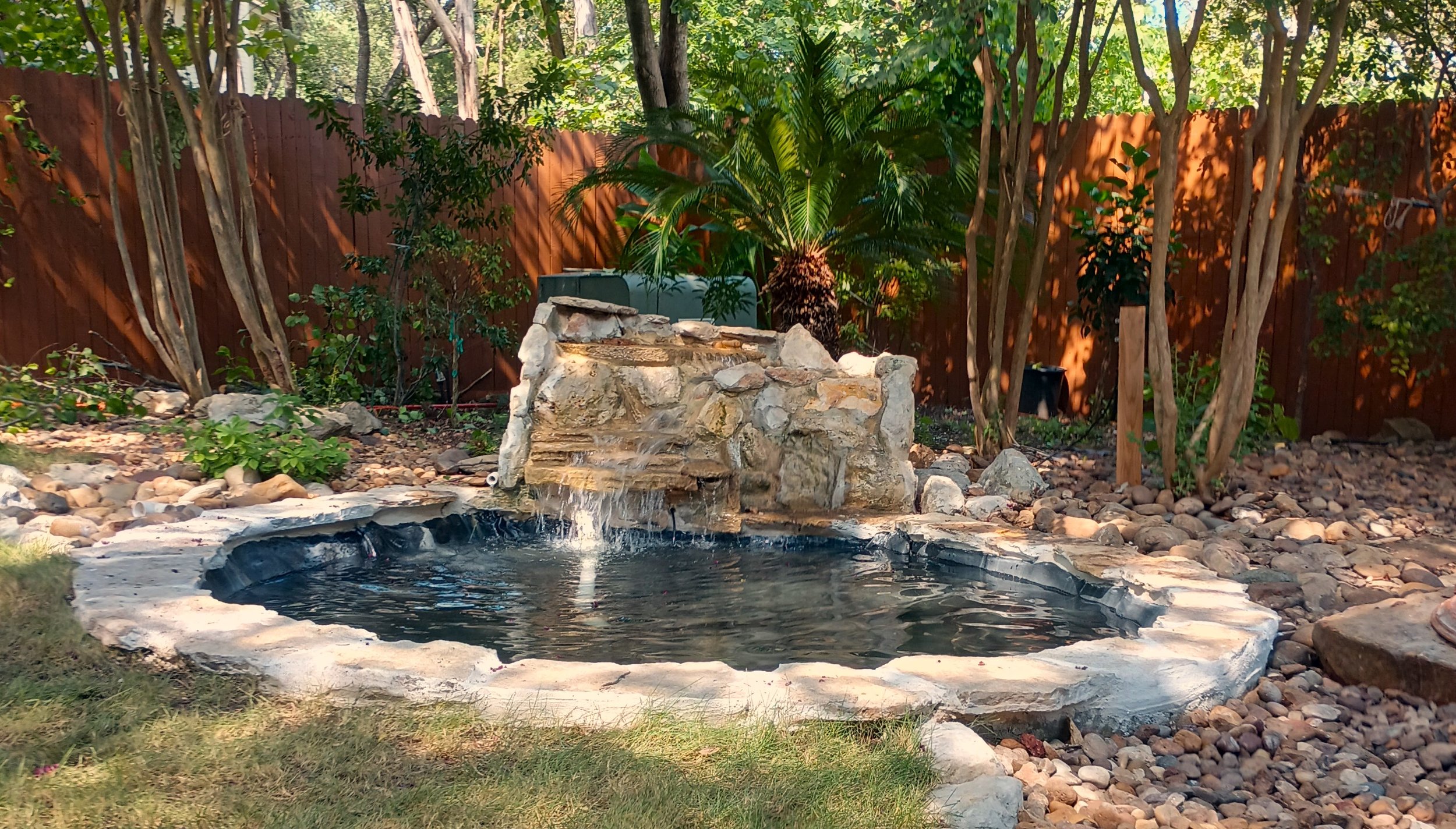 Natural Stone Recirculation Pond With New Liner