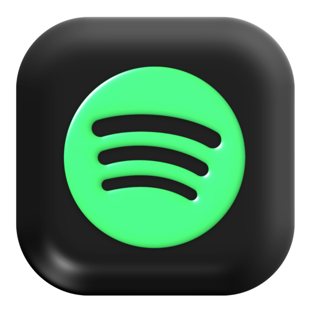 Green Spotify logo on a black app icon background.