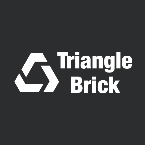 Logo of Triangle Brick featuring a white geometric triangle design on a black background with the text 'Triangle Brick' to the right.