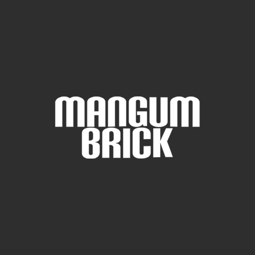 Logo with white text on a black background that reads "MANGUM BRICK".