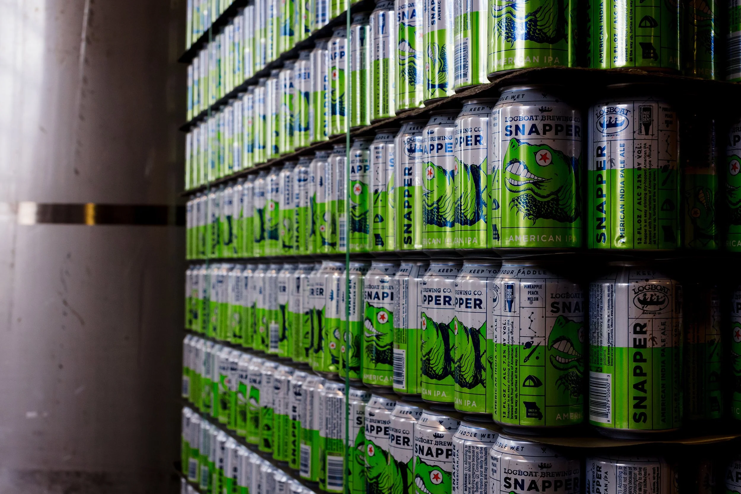 Cans of Logboat Snapper IPA