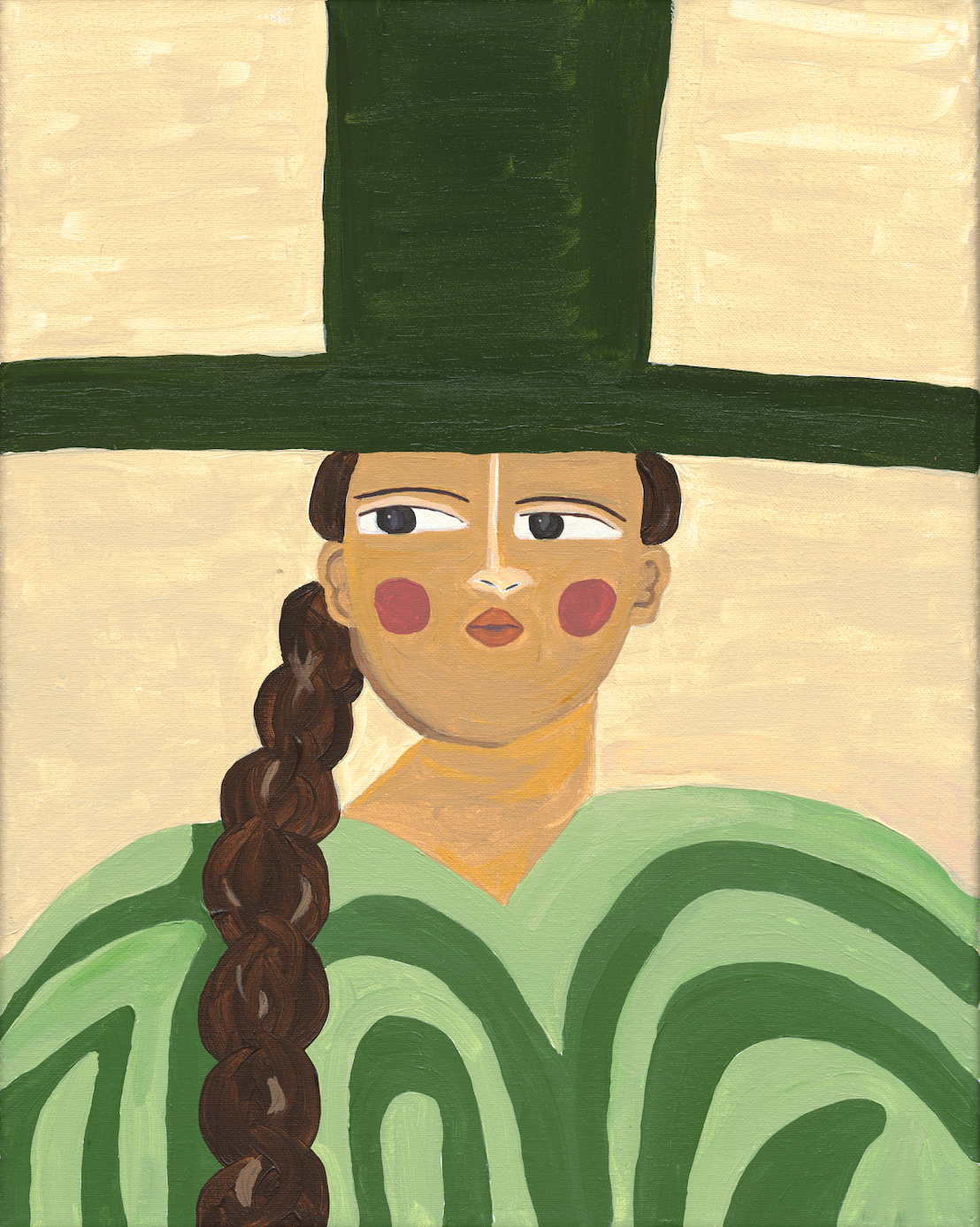 Contemporary Acrylic Figurative Art Acrylic Portrait - On Her Terms Mint and Fig Design