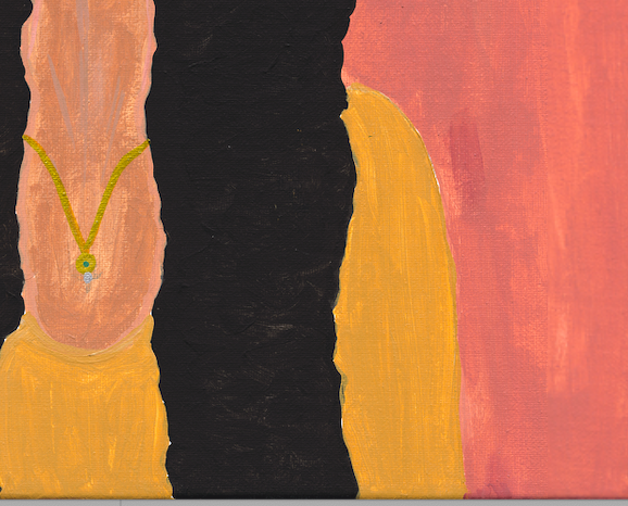 Contemporary Acrylic Figurative Navy Room Decor Art Black Woman Portrait - In Plain Sight Mint and Fig Design