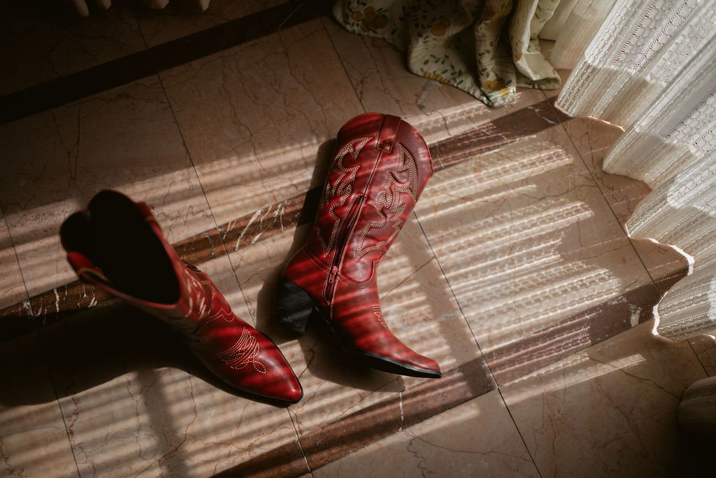 red cowboy boots
