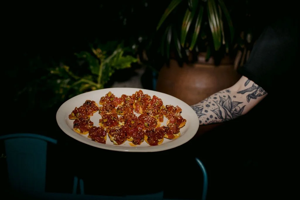 tuna tartar on cracker