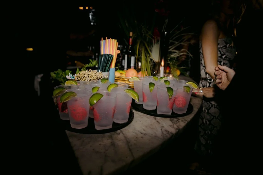 cocktail glasses with limes