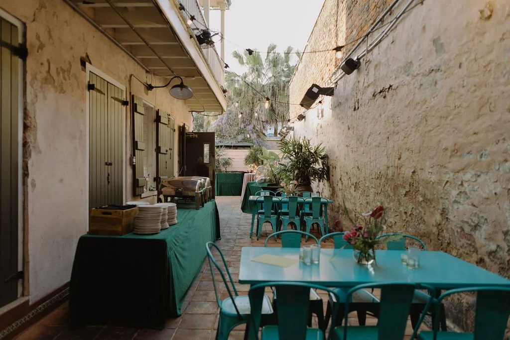outdoor dining room at cane & table