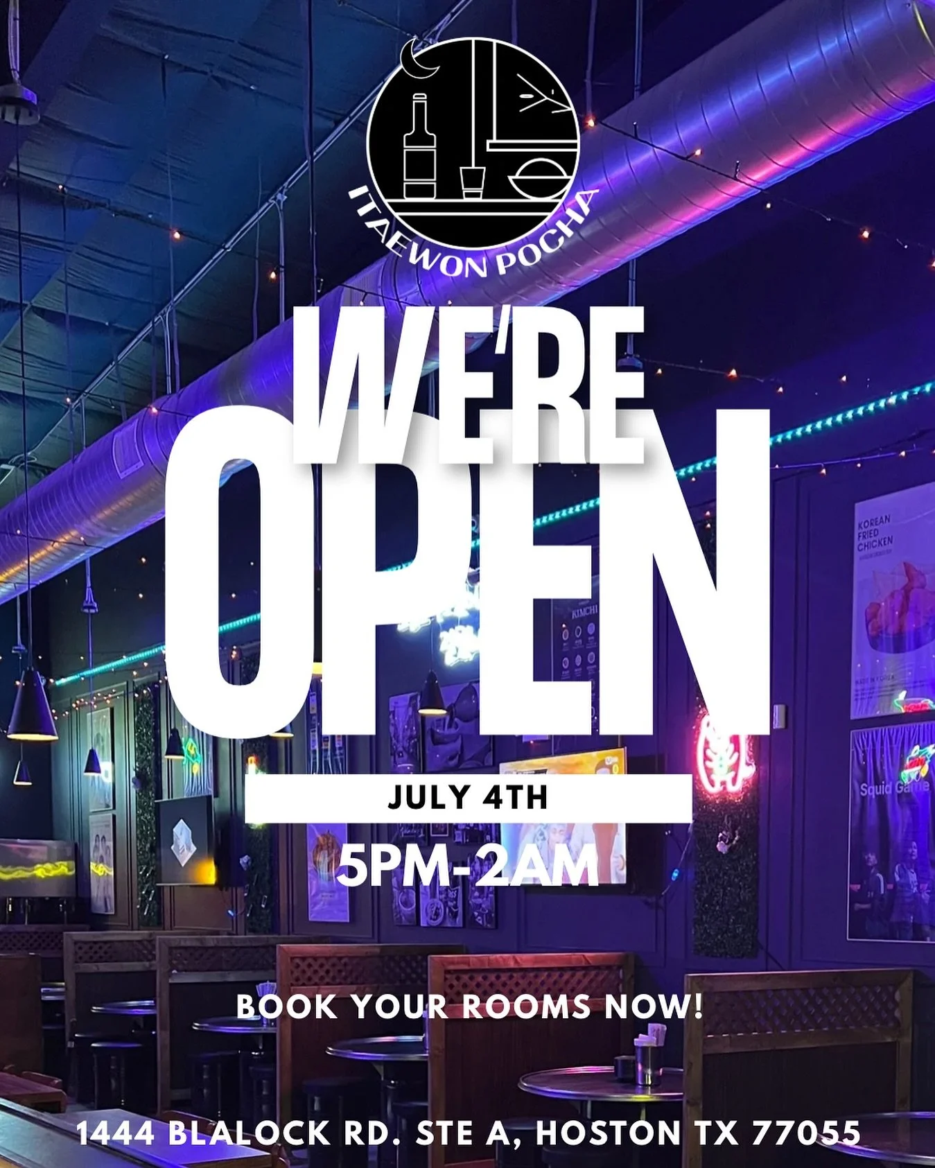 We are open! Come join us for a party 🎉
#itaewonpochahtx #soju #latenight #karaoke
