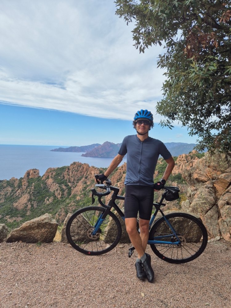 Cyclist on cycling holiday in Corsica