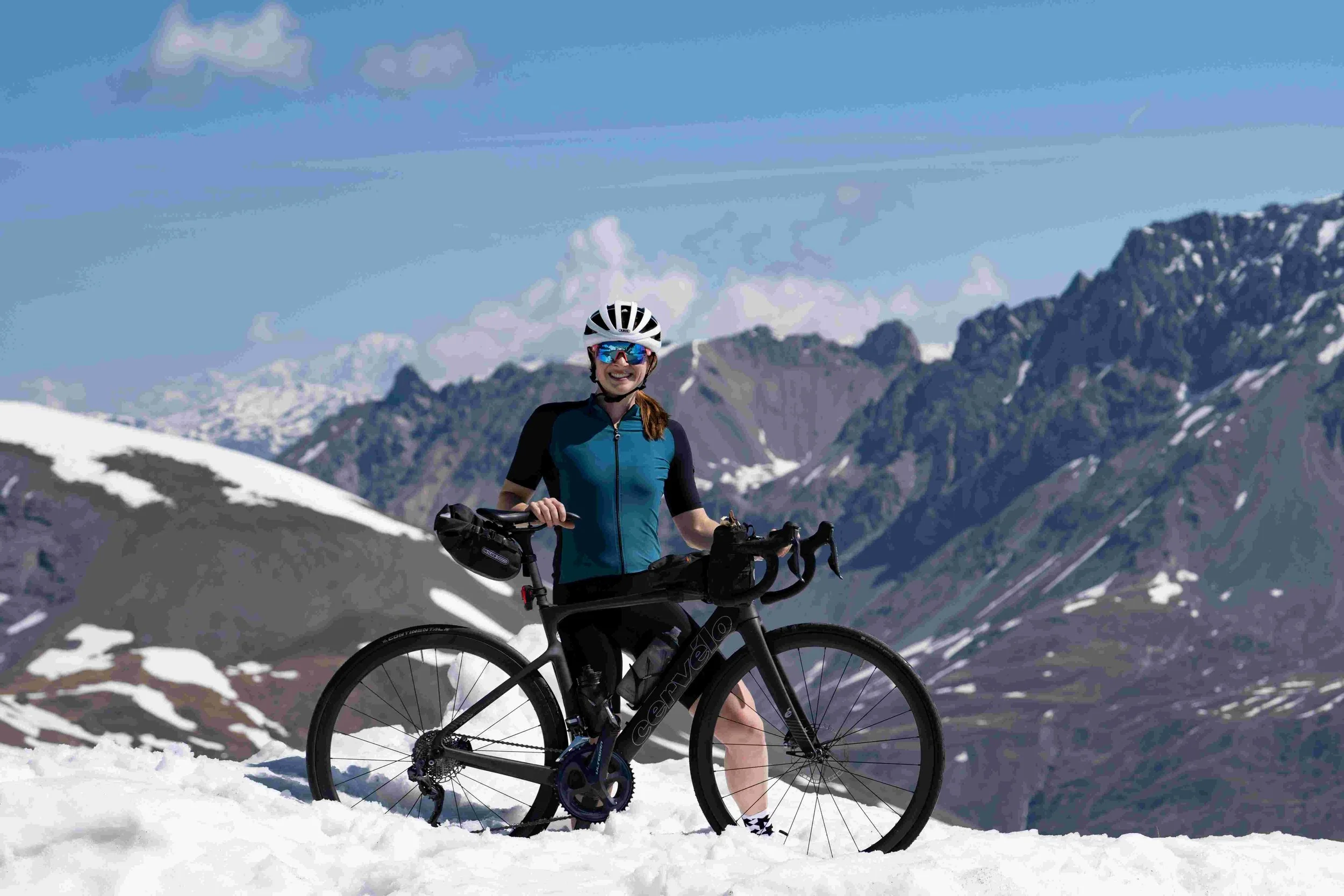 Col du Galibier female cyclist