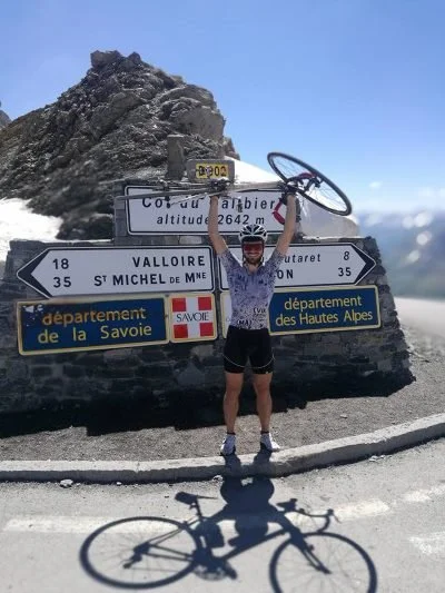 Cyclist on Col du Galibier road bike holiday