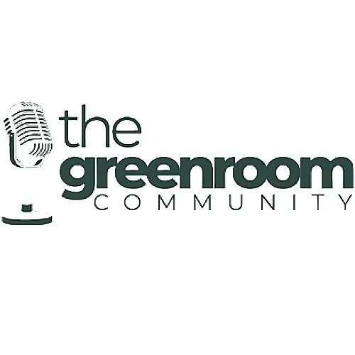 Logo with text 'The Greenroom Community' and a microphone illustration.