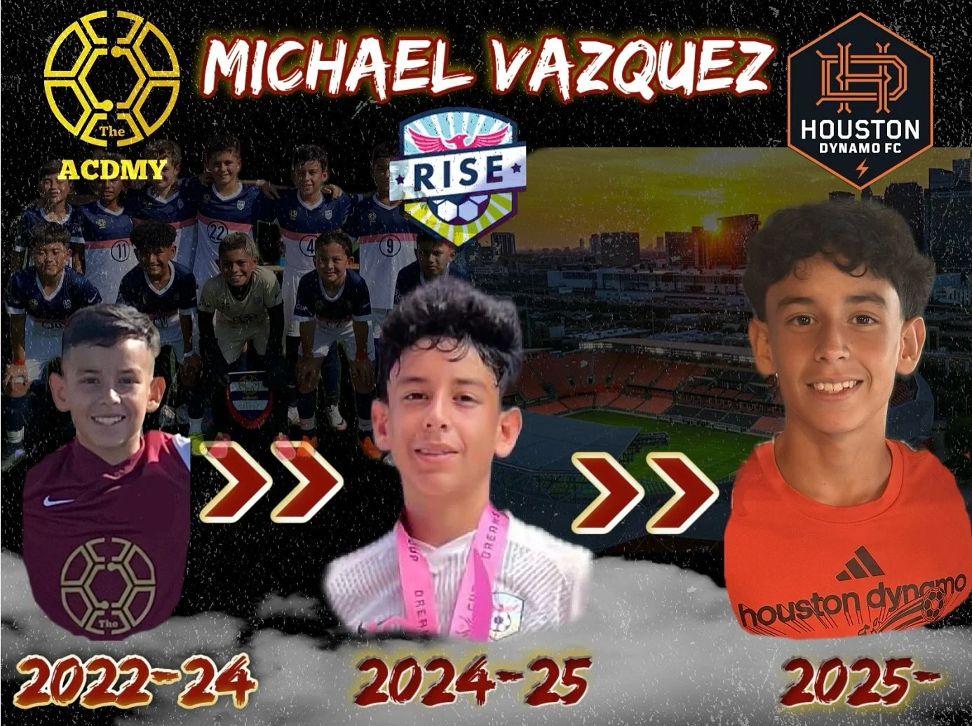 Huge congratulations on joining the @dynamoacademy ! 🎉 This is such an amazing achievement and a reflection of your hard work, talent, and commitment to the game. The Houston Dynamo academy will be a great place for you to grow both as a player and 