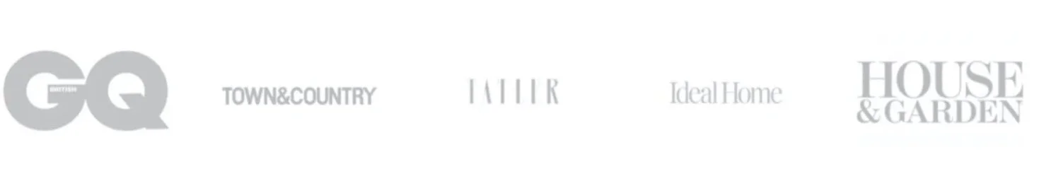 Logos of GQ, Town & Country, Harper's Bazaar, Ideal Home, and House & Garden magazines.
