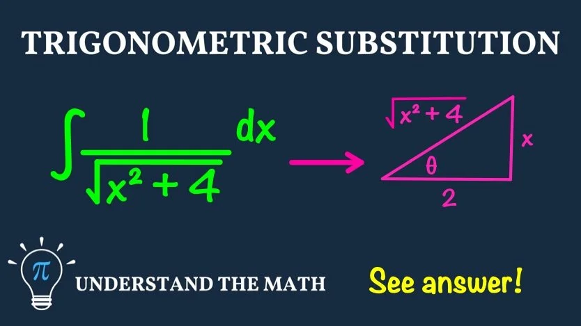 Trigonometric substitution example: evaluate ∫ 1/√(x² + 4) dx using trigonometric substitution.