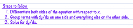 Implicit Differentiation Steps