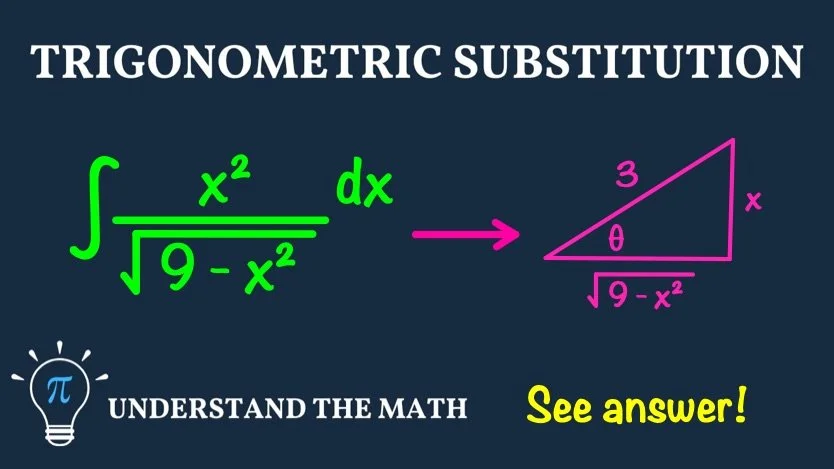 Trigonometric substitution example: evaluate ∫ x²/√(9 − x²) dx using trigonometric substitution.