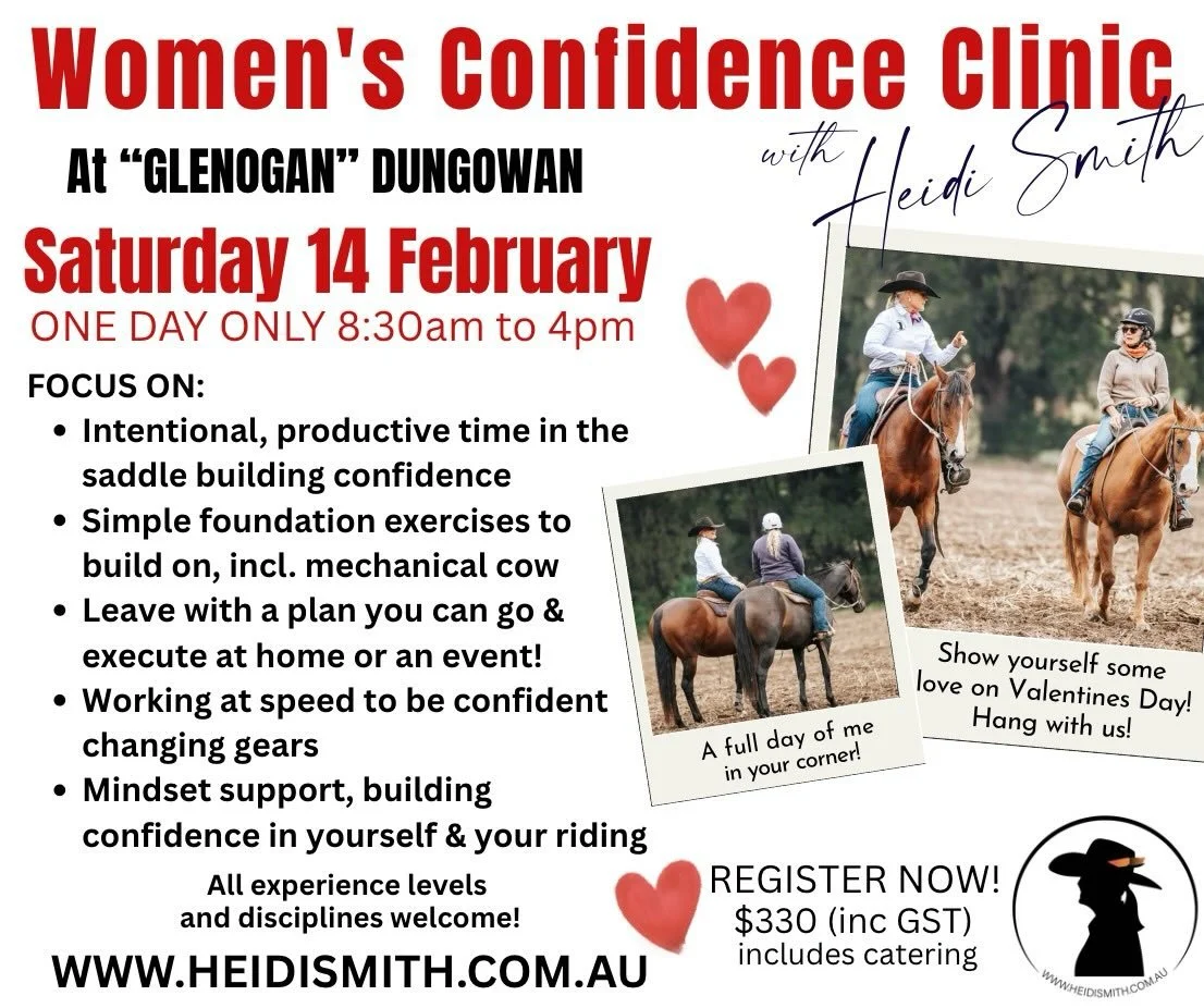 With so much going on and a news feed full of beautiful sale horses, here&rsquo;s a bit of a change of pace&hellip;

I&rsquo;m excited to introduce my 1 Day Women&rsquo;s Confidence Clinic. Designed for those who want quality time in the saddle, with