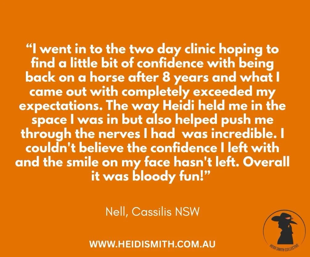Oh my heart! Feedback like this&hellip;this is why I do what I do! What a privilege to be able to help people find joy and confidence and even a dash of self belief?! What a legend my friend Nell is! #hsclincis #horsemanshipandmindset #heidismithcoll