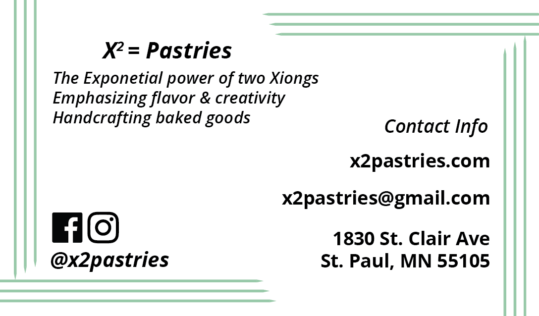 X2 Pastries Business Card - Back
