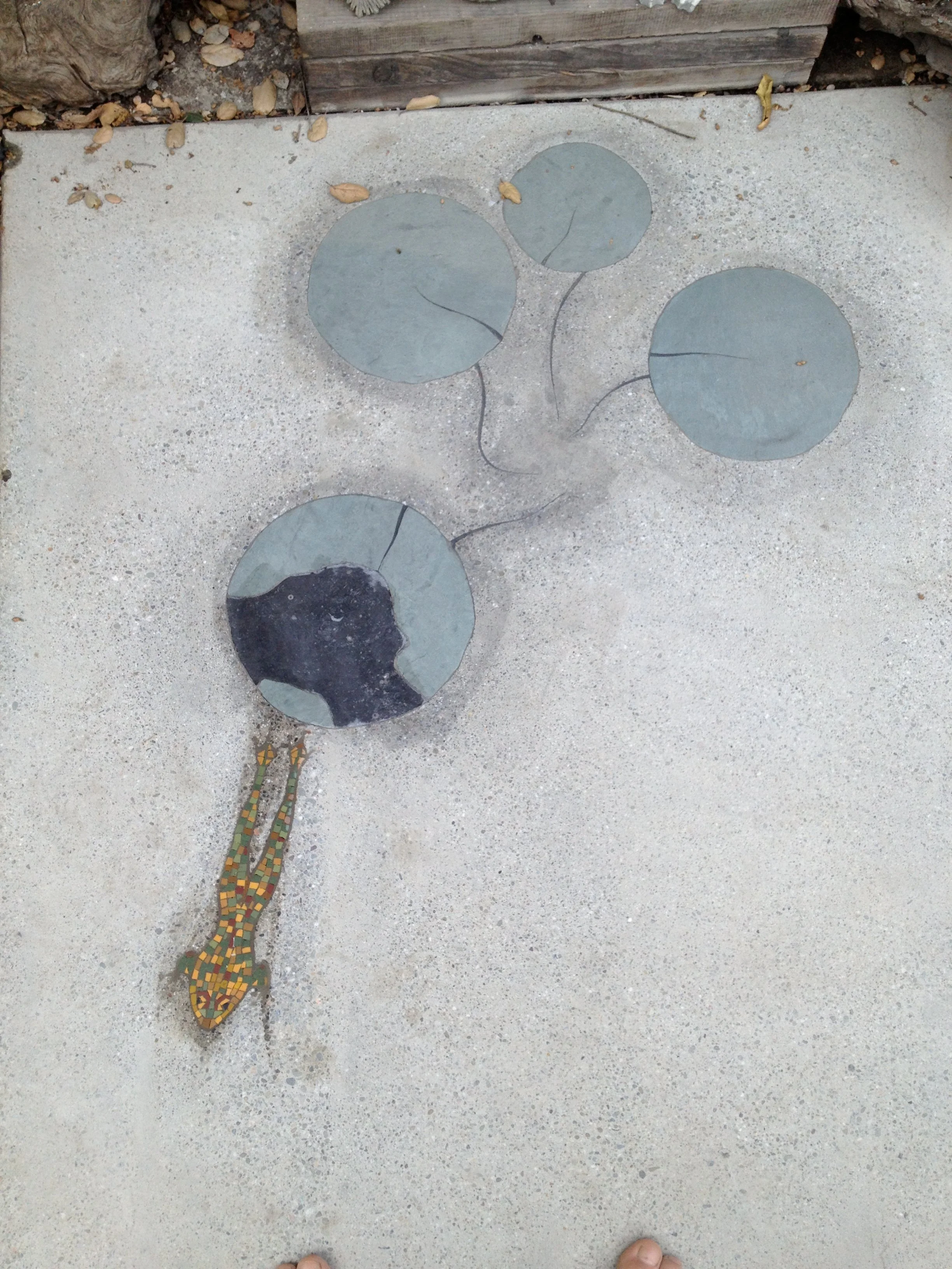 Stone and Glass Inlays into Concrete Floor