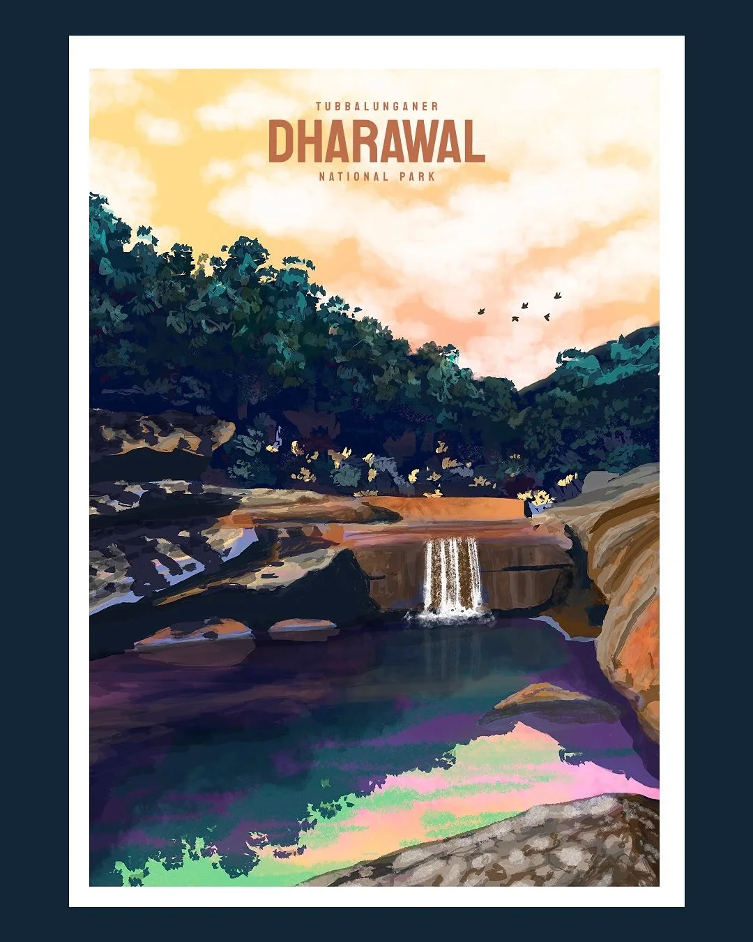Dharawal National Park - Tubbalunganer,
Minerva pool view, a landscape commissioned by my friend @earth2mig who works in wildlife conservation ❤️
I&rsquo;m leaning into an impressionist colour palette for this late afternoon light. The pool seems to 
