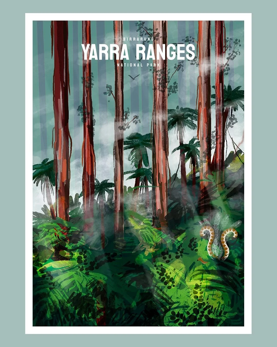 Yarra Ranges National Park - Birrarung
If you&rsquo;re lucky, you&rsquo;ll meet a Lyra bird there 🌈. Another approach to draw the forrest, a bit more messy with layers of light effect to try something different. 

#procreate #yarrarangesnationalpark