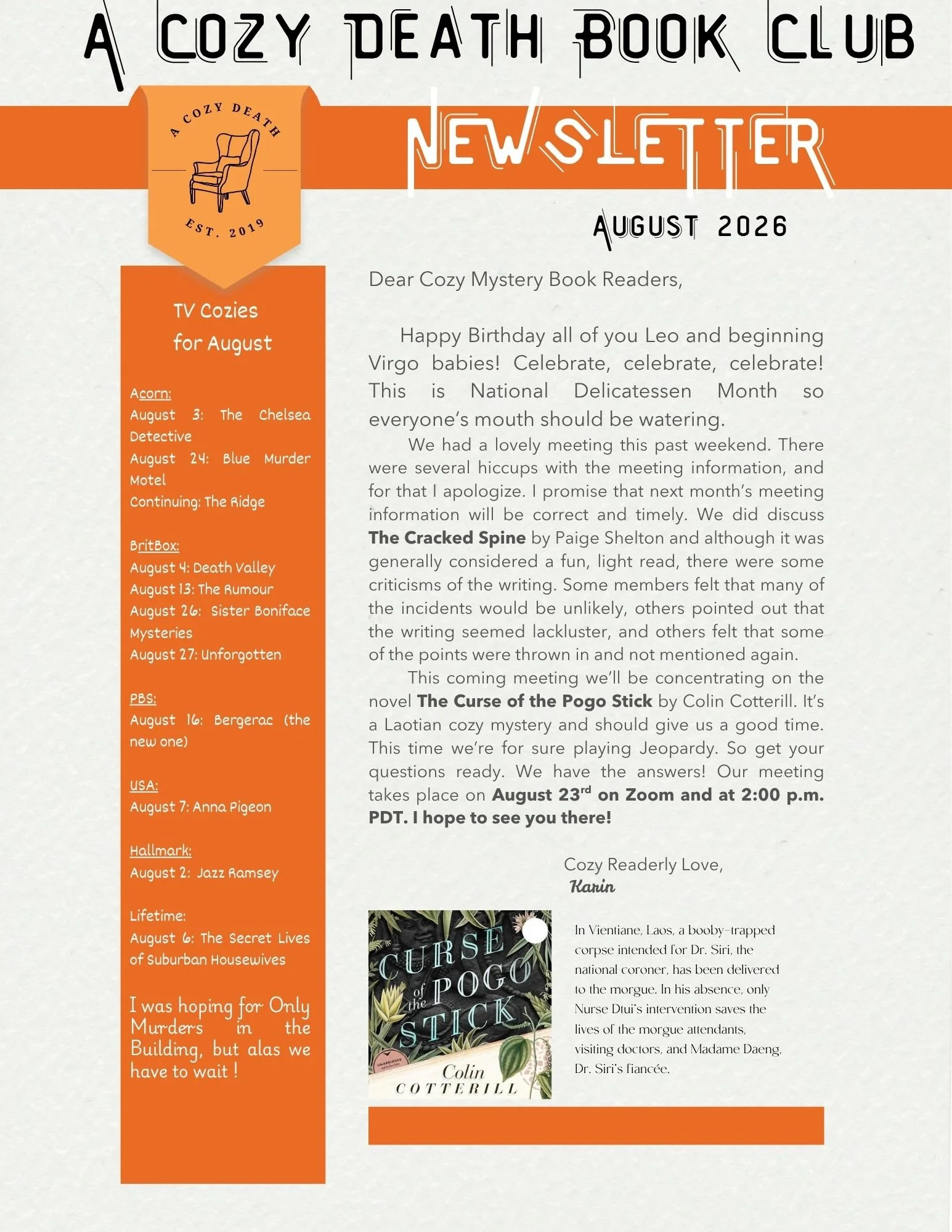 August 2026 Newsletter