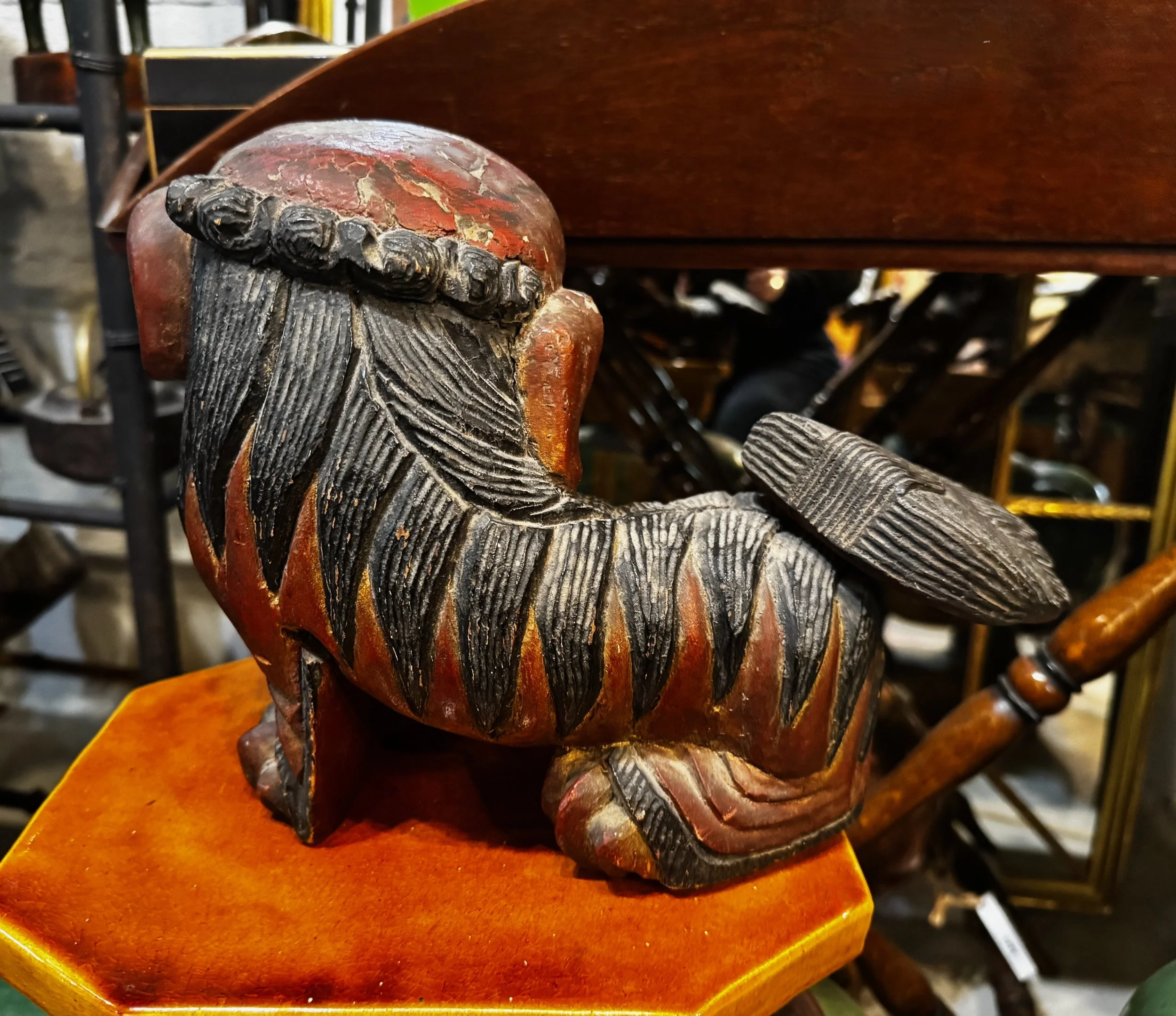Chinese carved wood foo dogs-19th c. - 10.jpeg