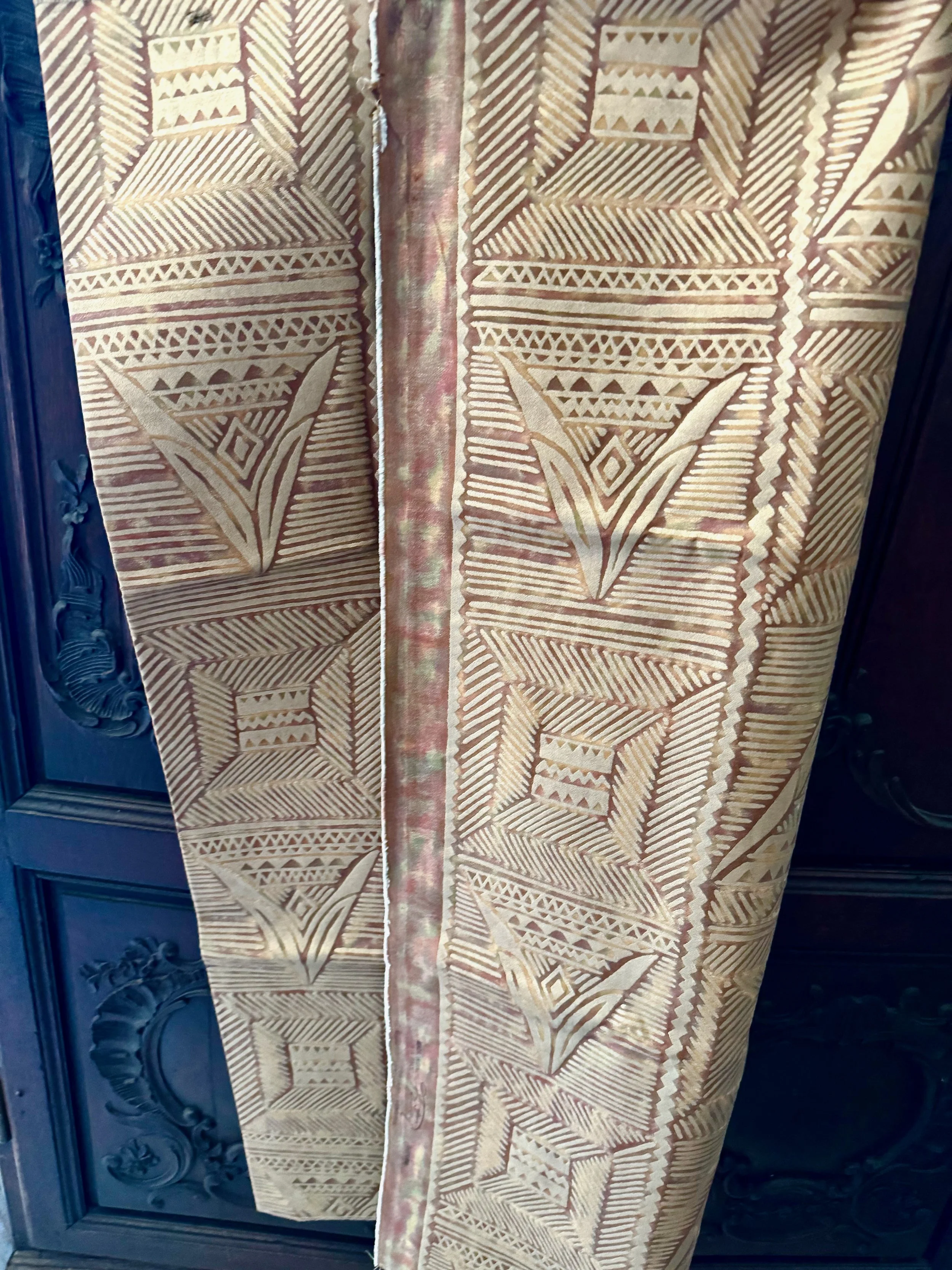 Vintage Fortuny "Mayan" in Plum & Silvery Gold