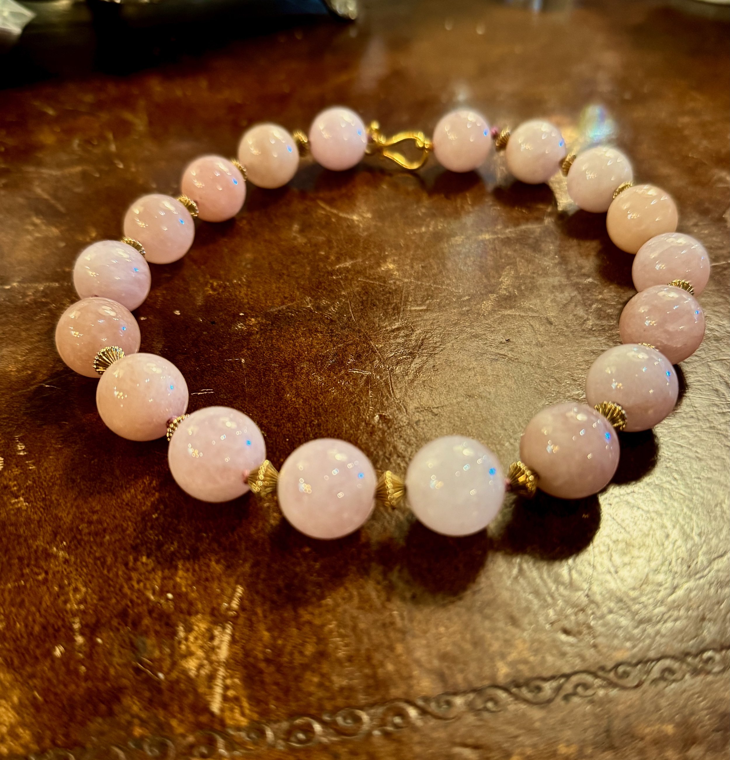 morganite & gold bead necklace - 2.jpeg