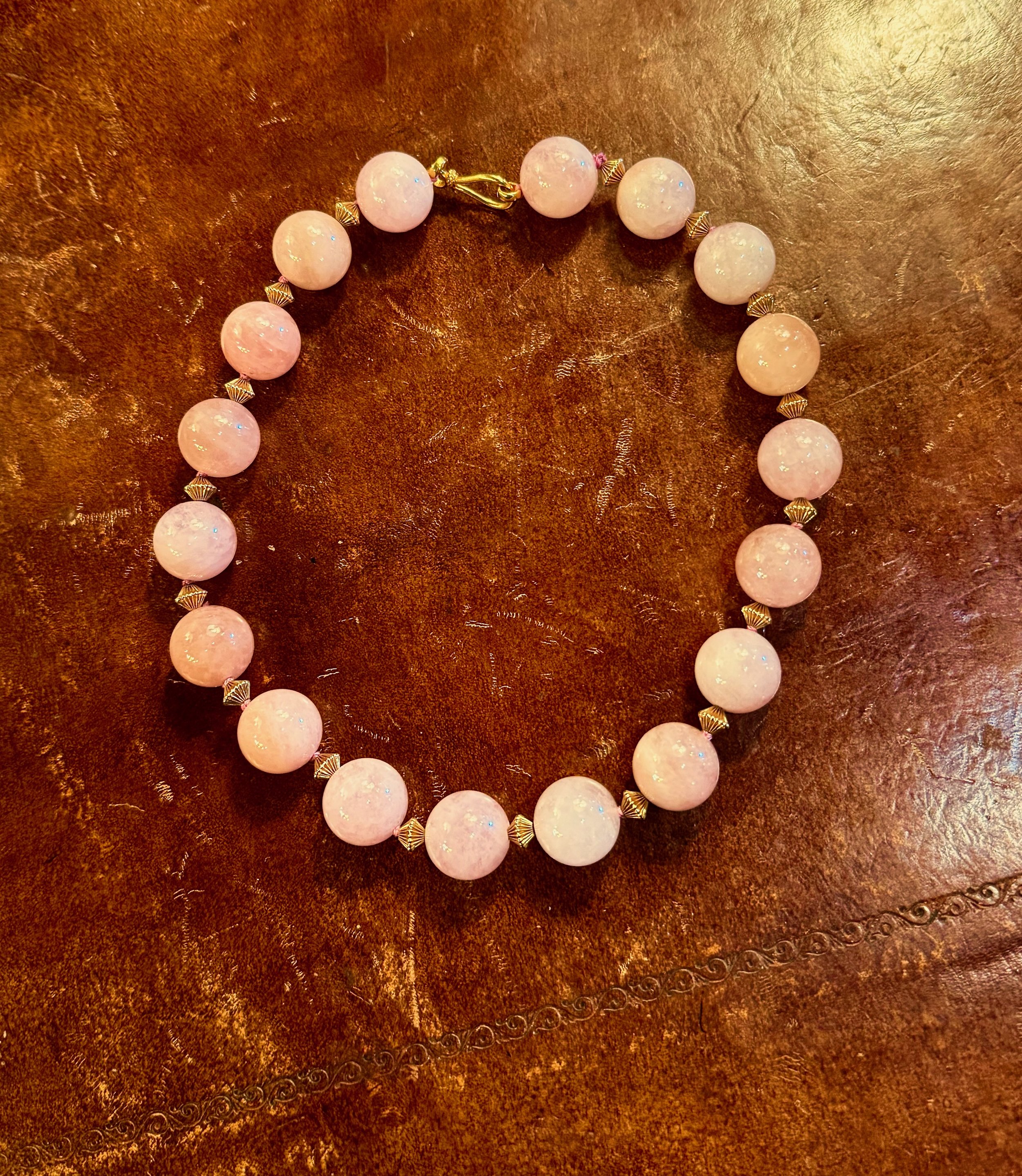 morganite & gold bead necklace - 1.jpeg