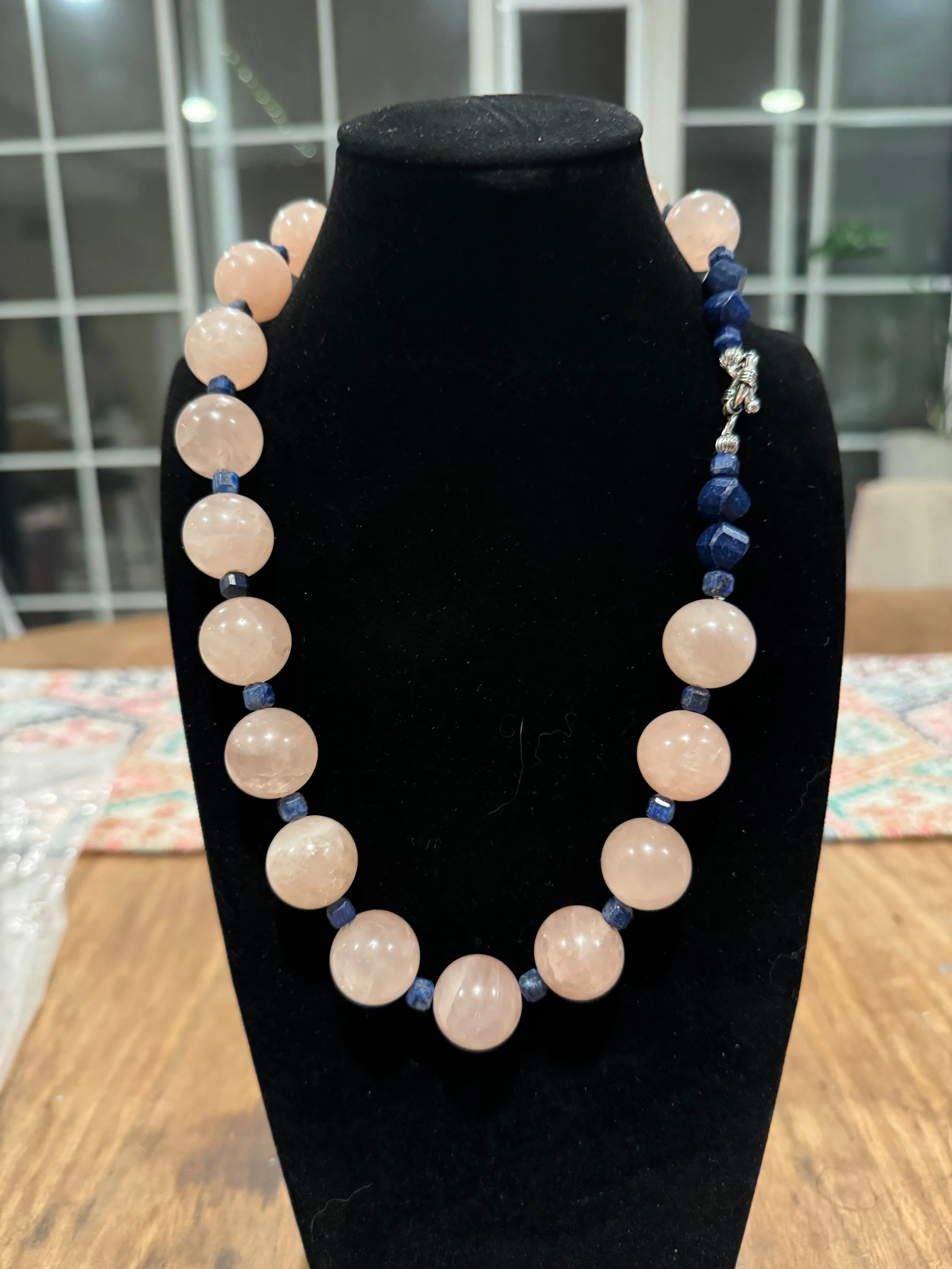 Rose quartz -lapis necklace - 1.jpeg
