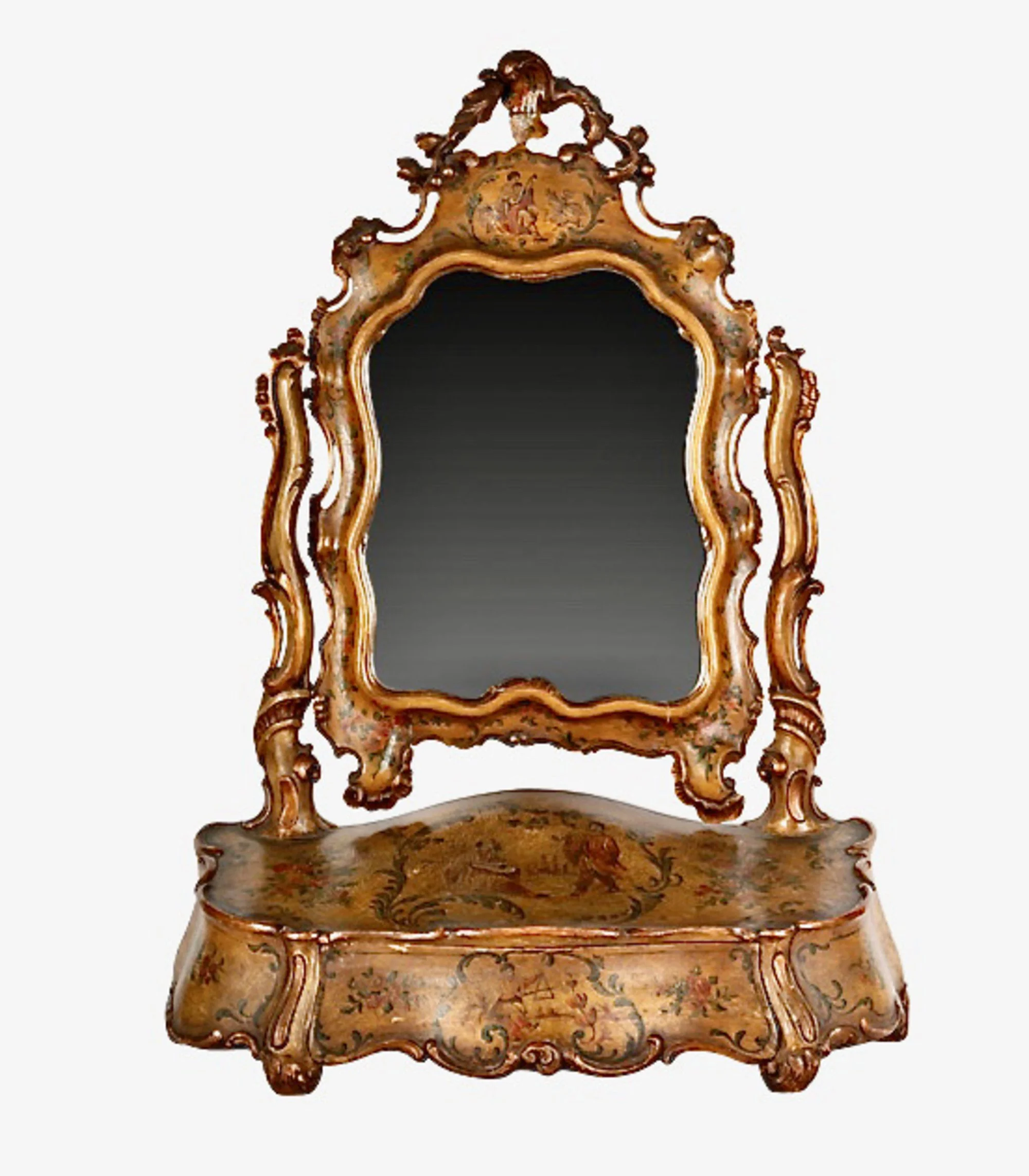Venetian Carved and Painted Rococo-Style Vanity Mirror