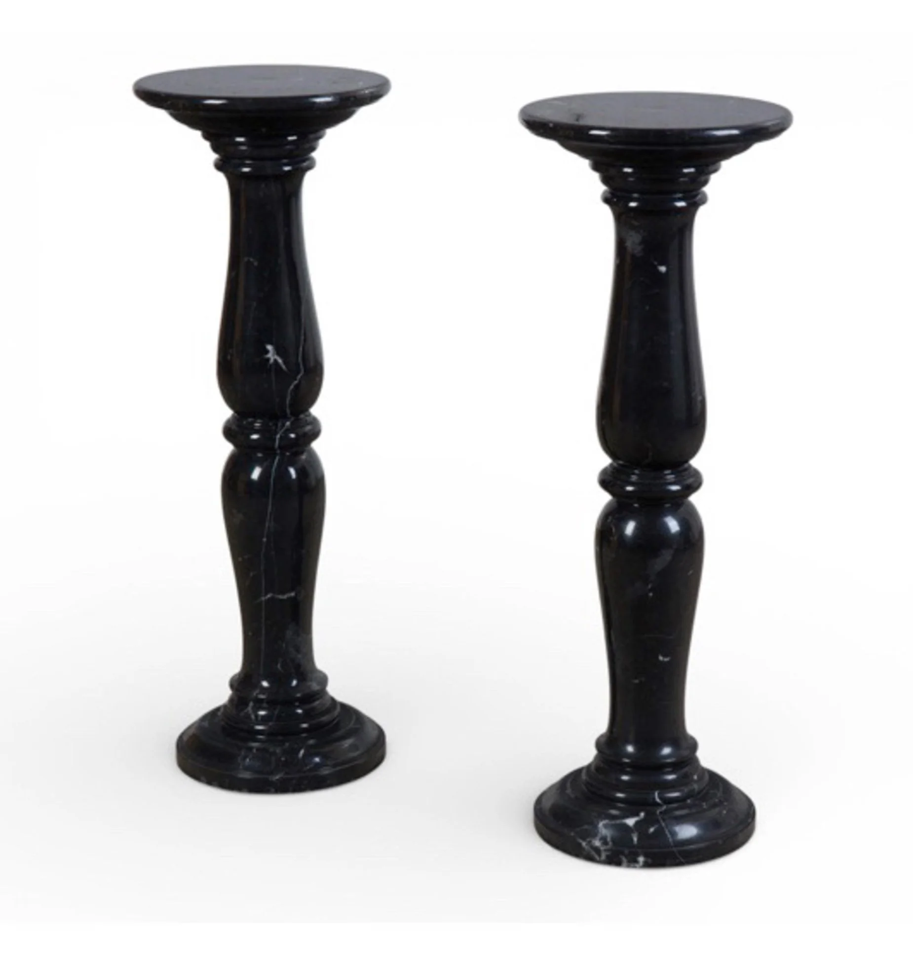 Pair Black Marble Pedestals