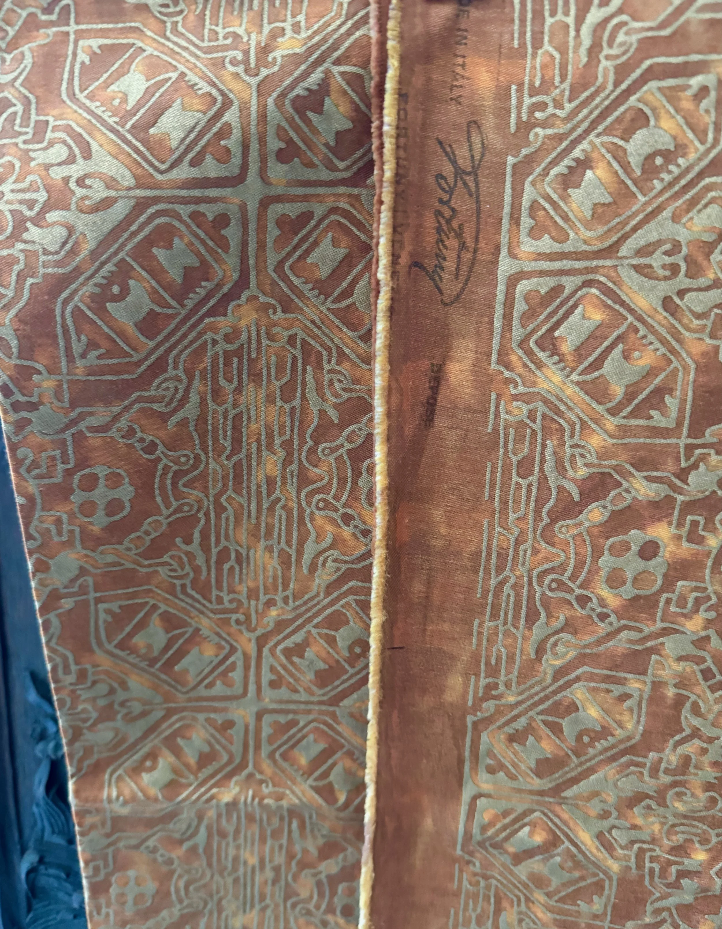 Vintage "Moresco" Fortuny Textile in Ochre & Gold