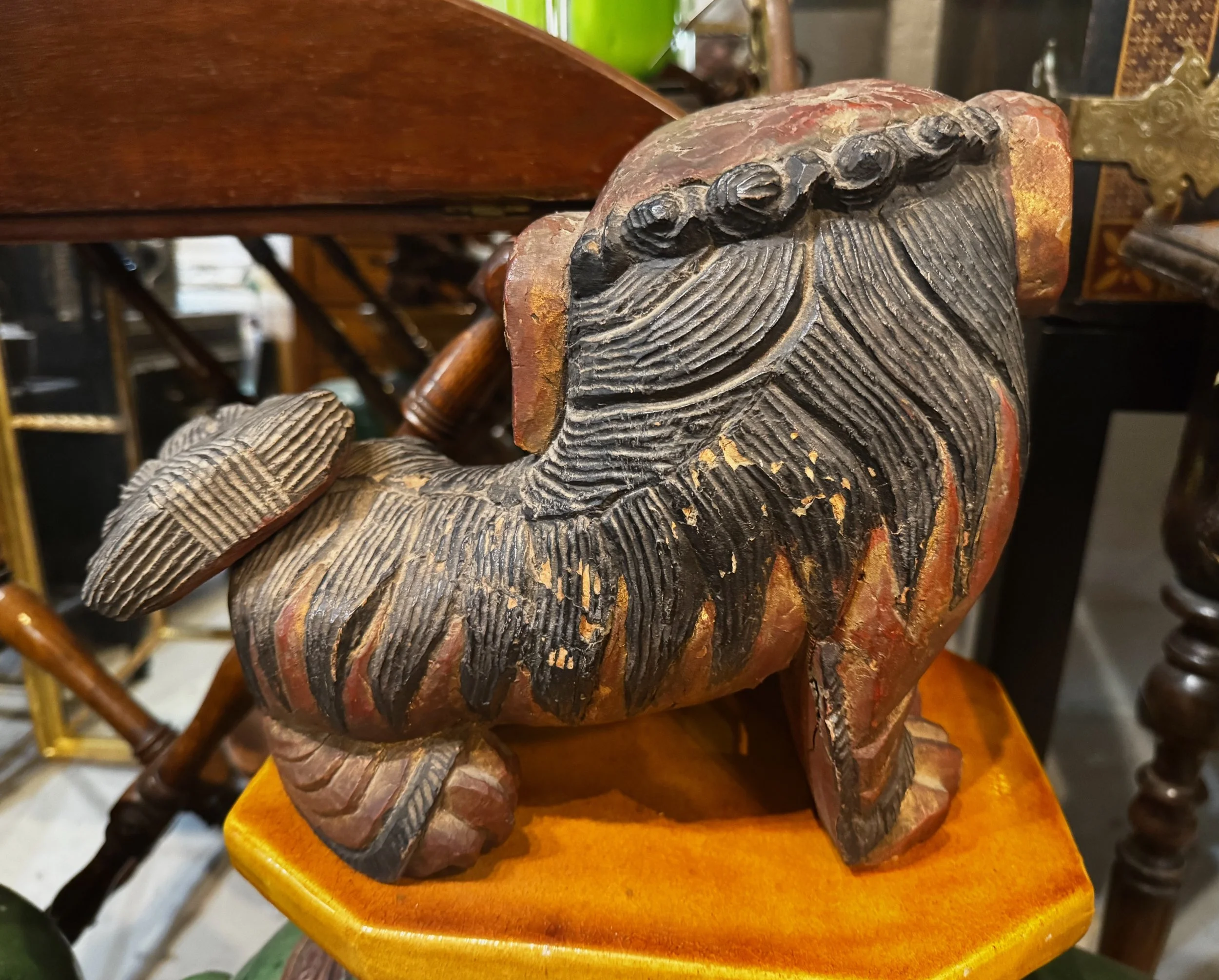 Chinese carved wood foo dogs-19th c. - 8.jpeg