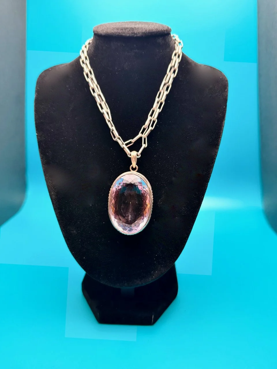 Large 35mm x 25mm Fine Cut Lavender Amethyst Pendant